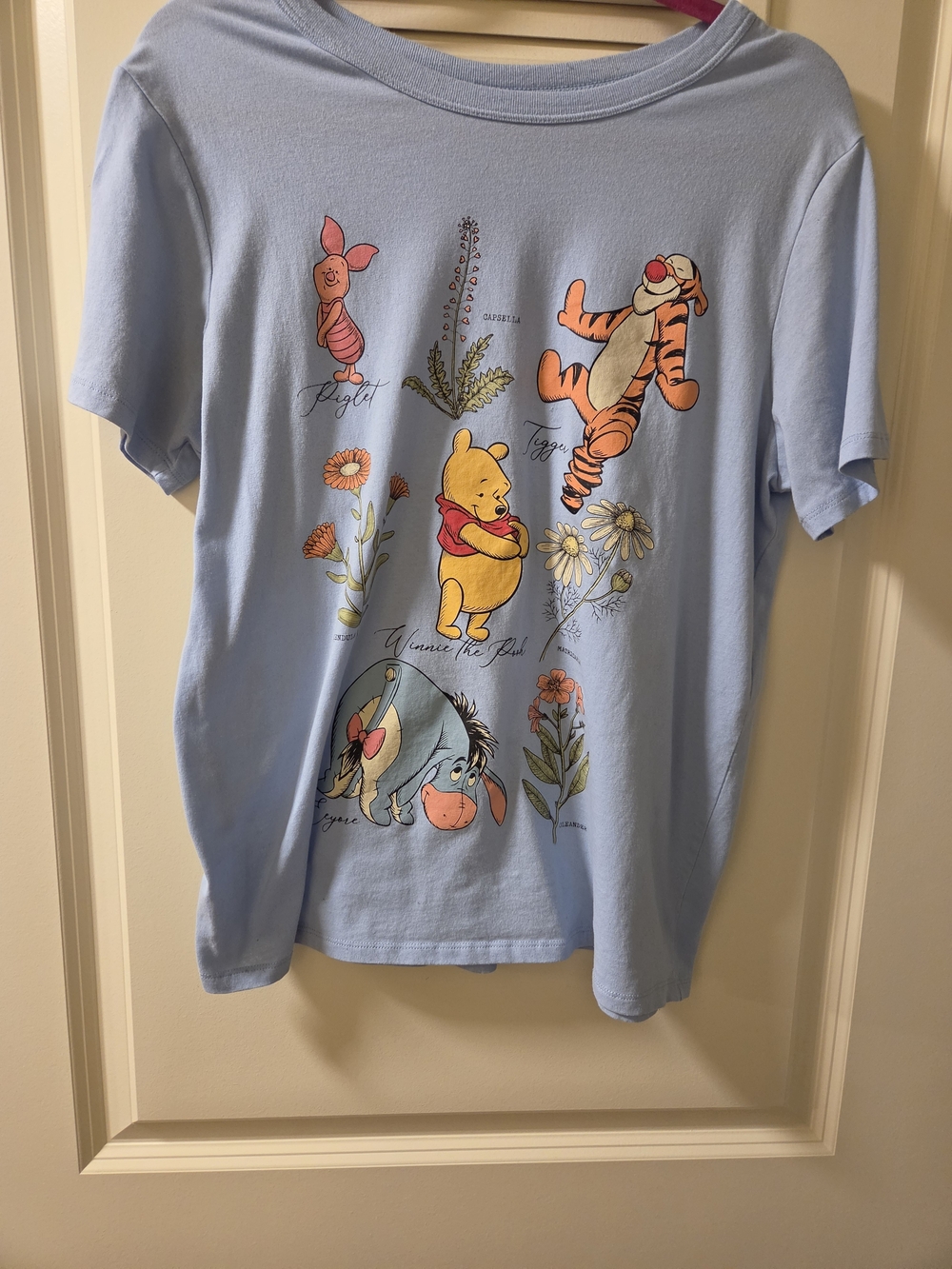 Hybrid Apparel Light Blue Winnie the Pooh & Friends Floral Graphic Tee